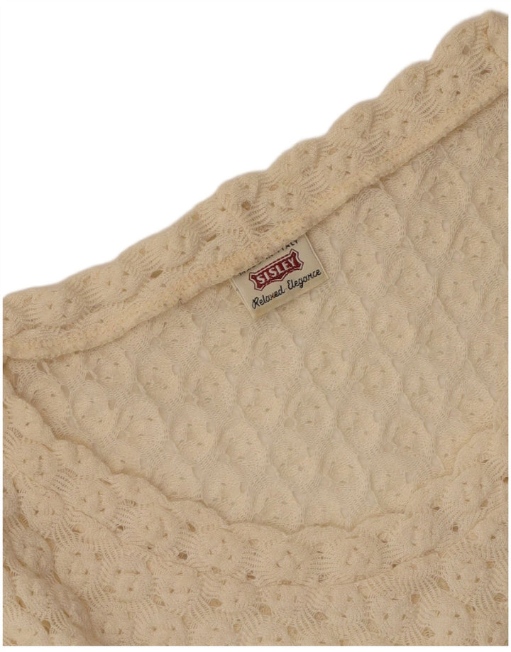 Sisley Womens Relaxed Elegance V-Neck Jumper Sweater UK 12 Medium Off White