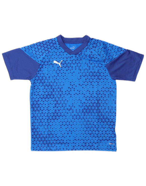 Puma Boys T-Shirt Top 11-12 Years Blue Geometric Polyester