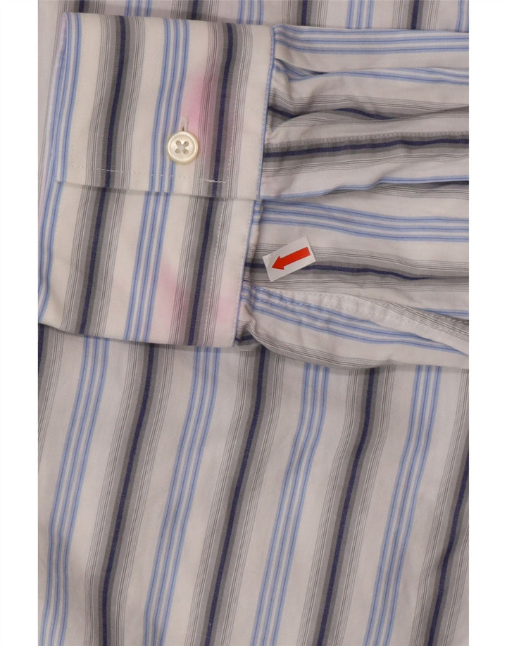 HUGO BOSS Mens Shirt Size 43 17 XL Blue Striped Cotton