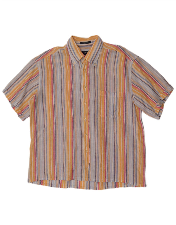 Gant Mens Short Sleeve Shirt XL Multicoloured Striped Linen