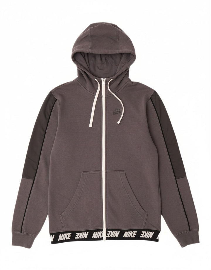 NIKE Mens Graphic Zip Hoodie Sweater XS Grey Cotton Vintage Nike and Second-Hand Nike from Messina Hembry 