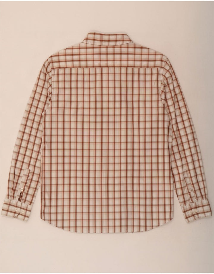 Wrangler Mens Shirt Medium Beige Check Cotton