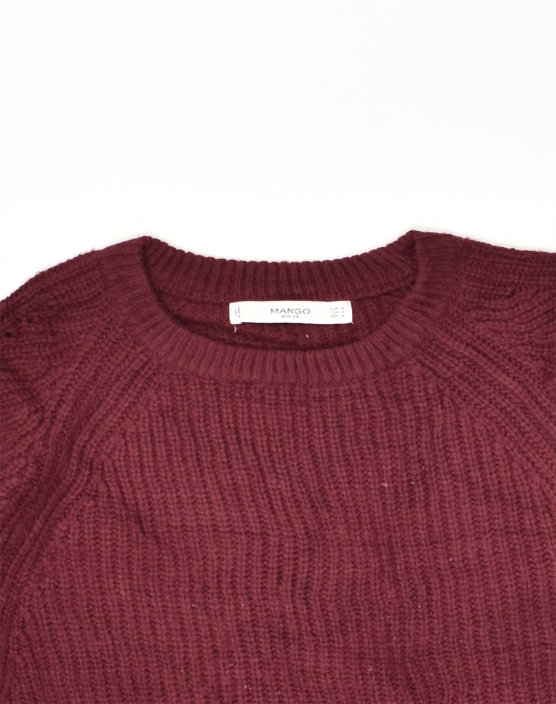 MANGO Womens Crew Neck Jumper Sweater UK 12 Medium Burgundy Acrylic | Vintage Mango | Thrift | Second-Hand Mango | Used Clothing | Messina Hembry 