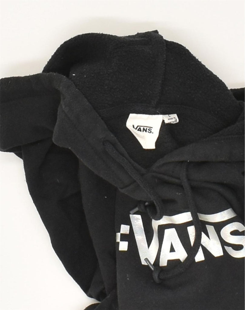 VANS Womens Crop Graphic Sweatshirt Jumper UK 16 Large Black Cotton | Vintage Vans | Thrift | Second-Hand Vans | Used Clothing | Messina Hembry 