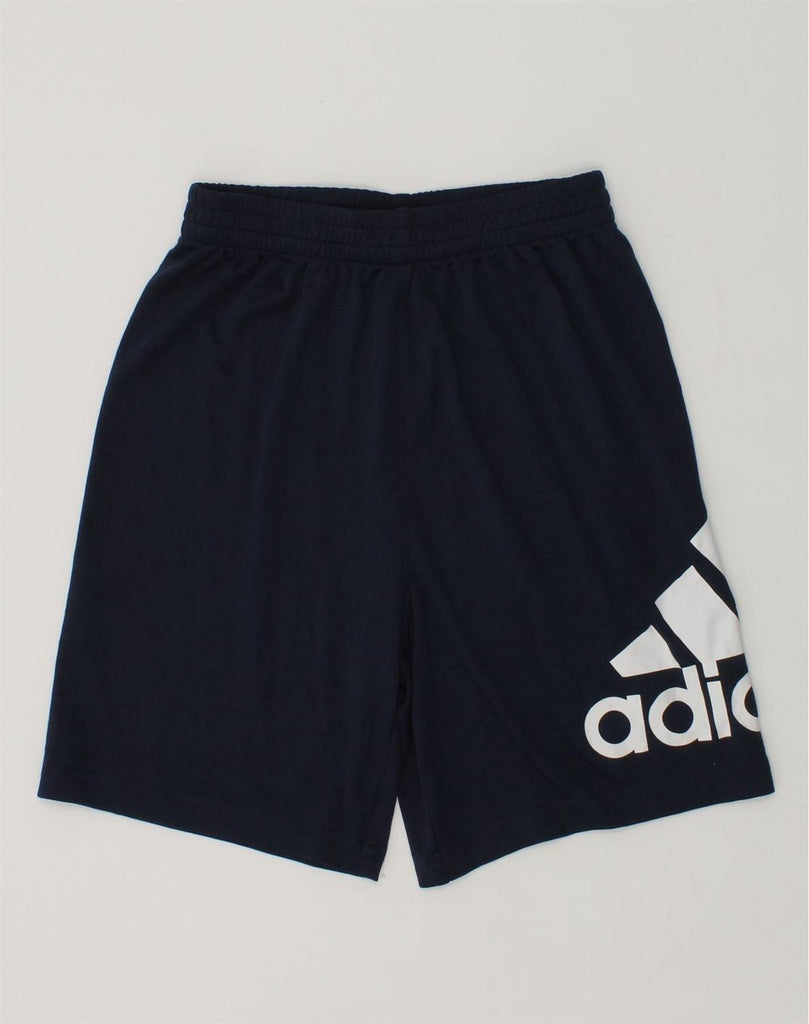 ADIDAS Boys Graphic Sport Shorts 5-6 Years Navy Blue Polyester | Vintage Adidas | Thrift | Second-Hand Adidas | Used Clothing | Messina Hembry 