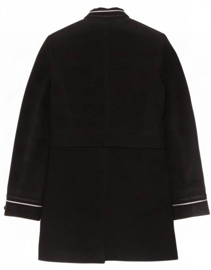 Zara Womens Overcoat UK 12 Medium Black Cotton