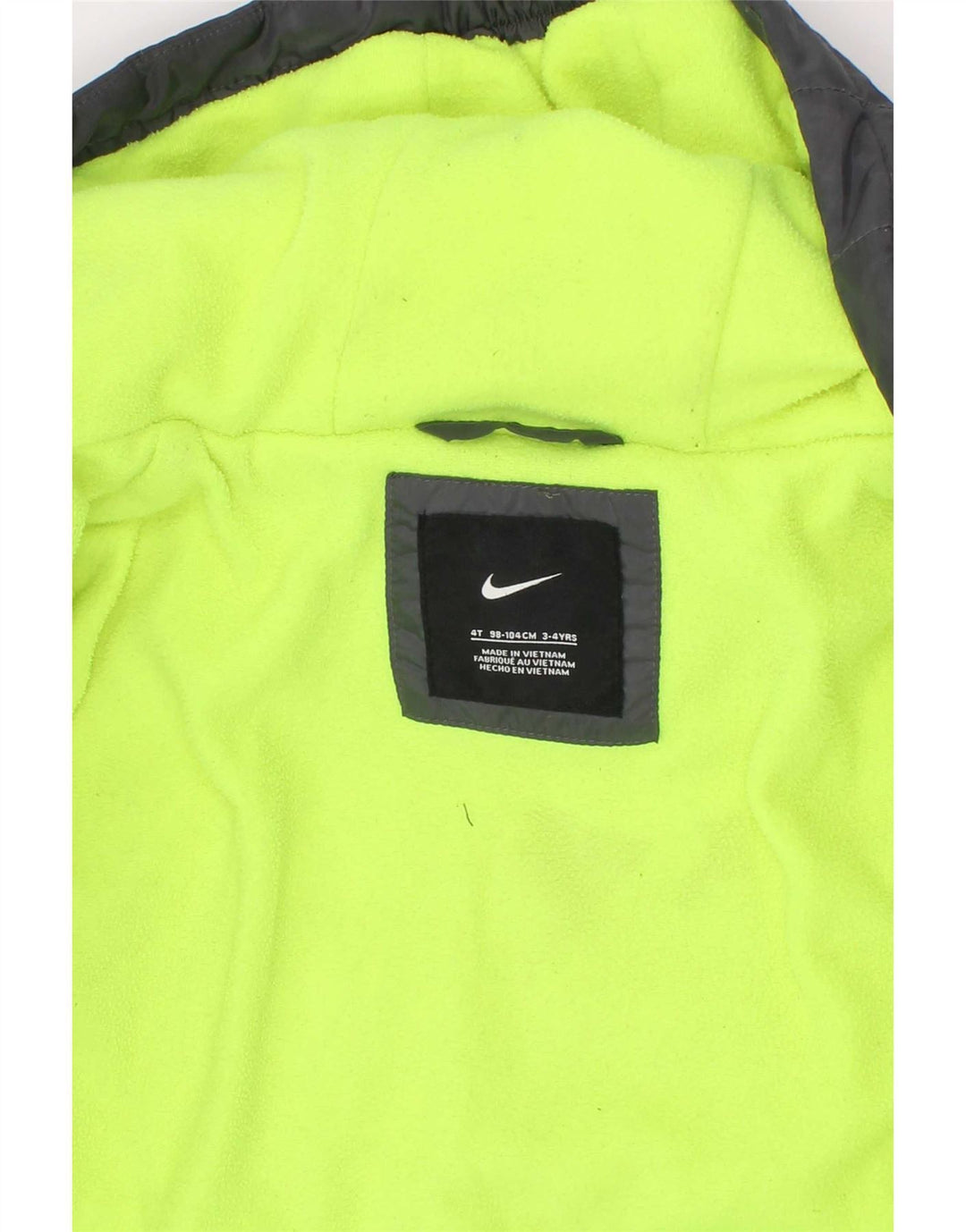 Nike Boys Hooded Padded Jacket 3-4 Years Grey Polyester