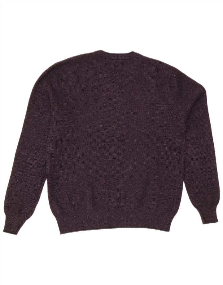 Best Company Mens V-Neck Jumper Sweater Small Purple Wool