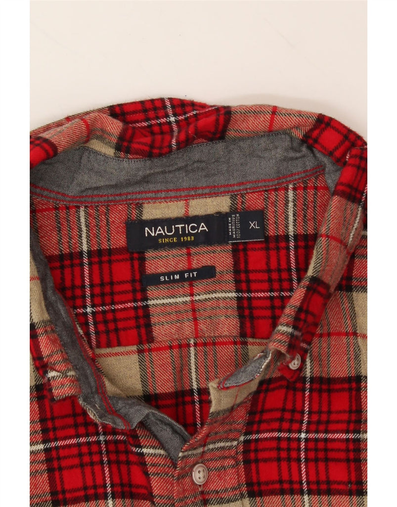 NAUTICA Mens Slim Fit Shirt XL Red Check Cotton Vintage Nautica and Second-Hand Nautica from Messina Hembry 