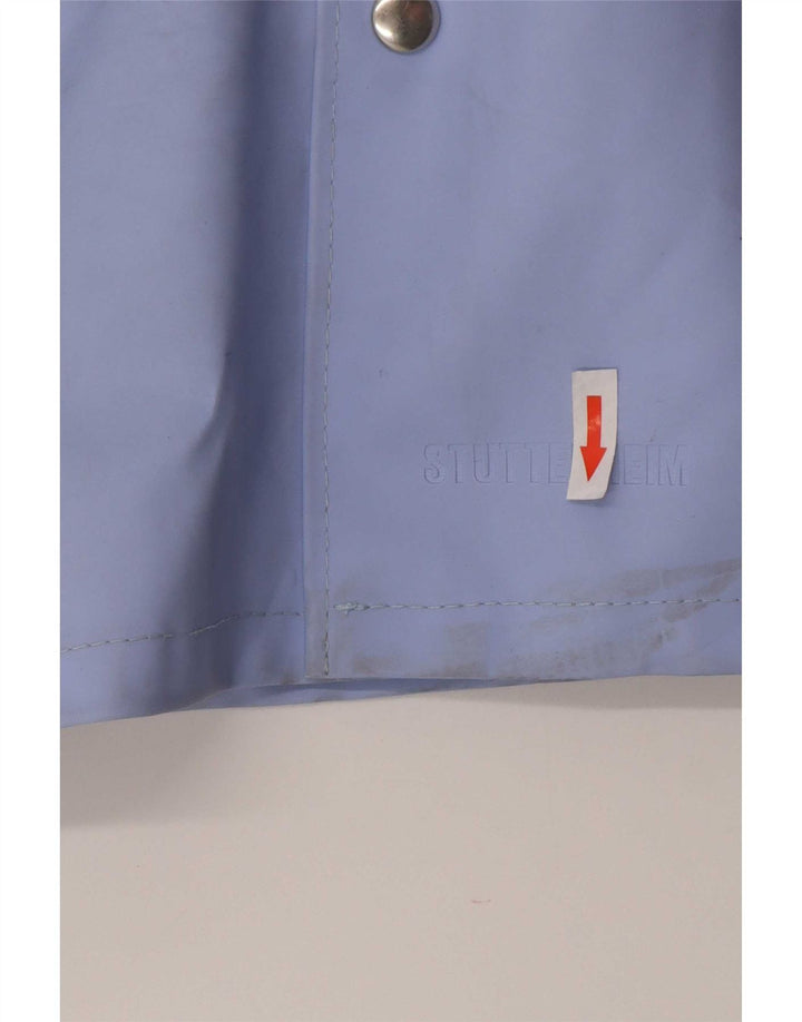 Stutterheim Mens Hooded Raincoat UK 40 Large Blue Cotton