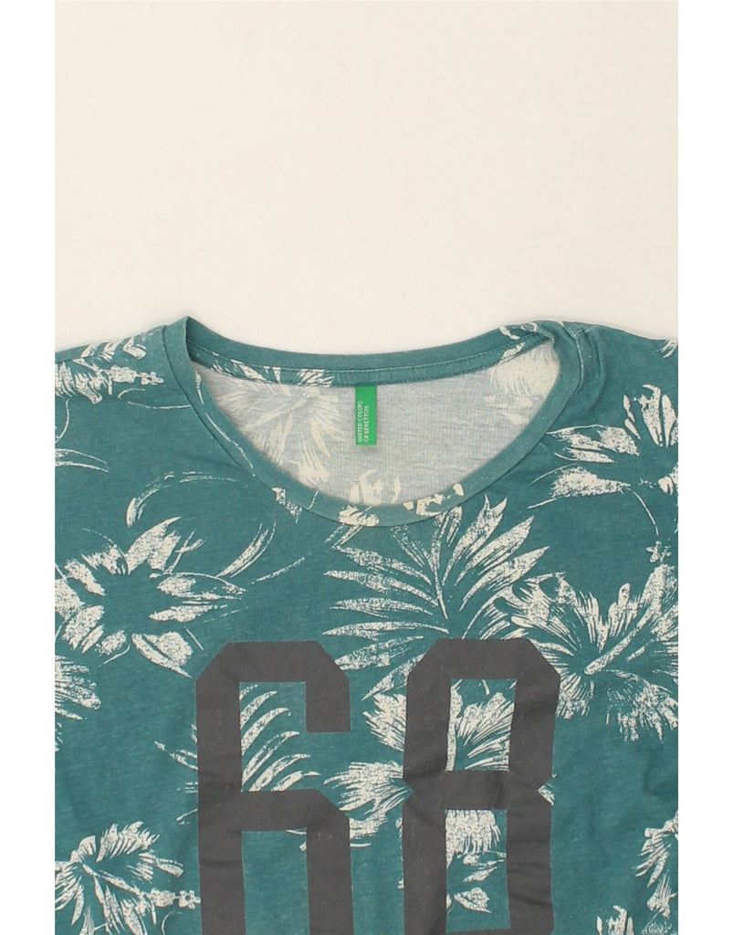 BENETTON Mens Graphic T-Shirt Top Medium Green Floral Cotton | Vintage Benetton | Thrift | Second-Hand Benetton | Used Clothing | Messina Hembry 