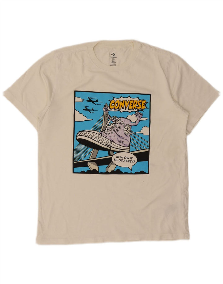 Converse Mens Graphic T-Shirt Top Small White Cotton