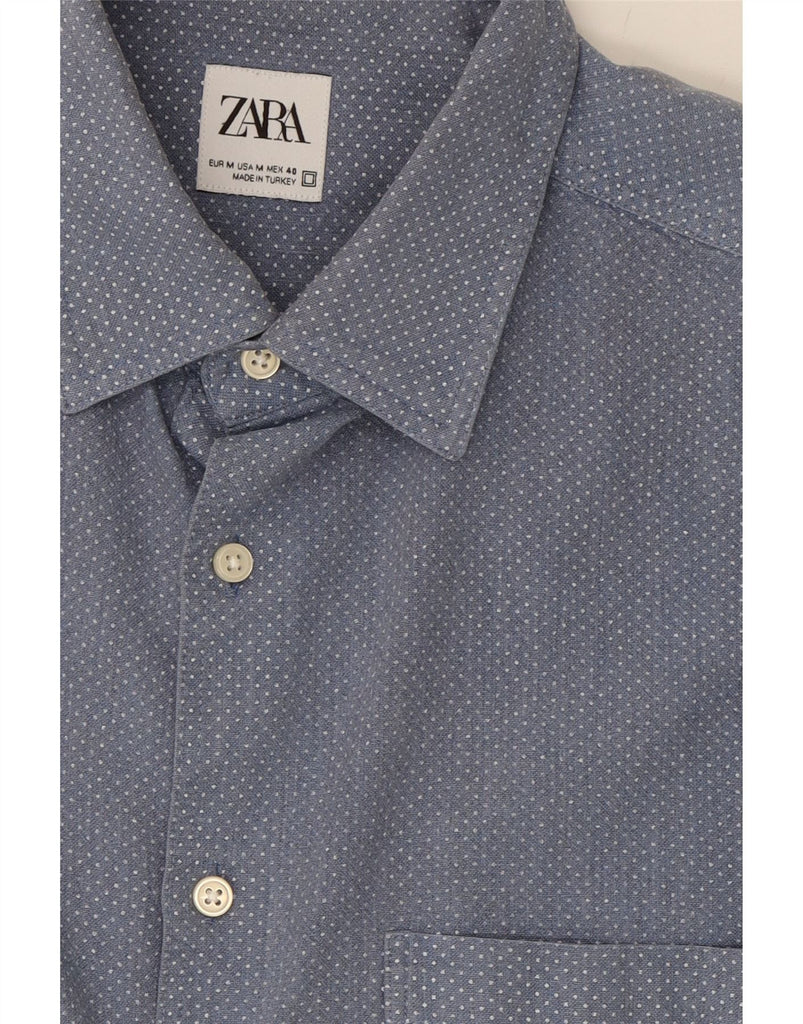 ZARA Mens Shirt Medium Blue Spotted Vintage Zara and Second-Hand Zara from Messina Hembry 
