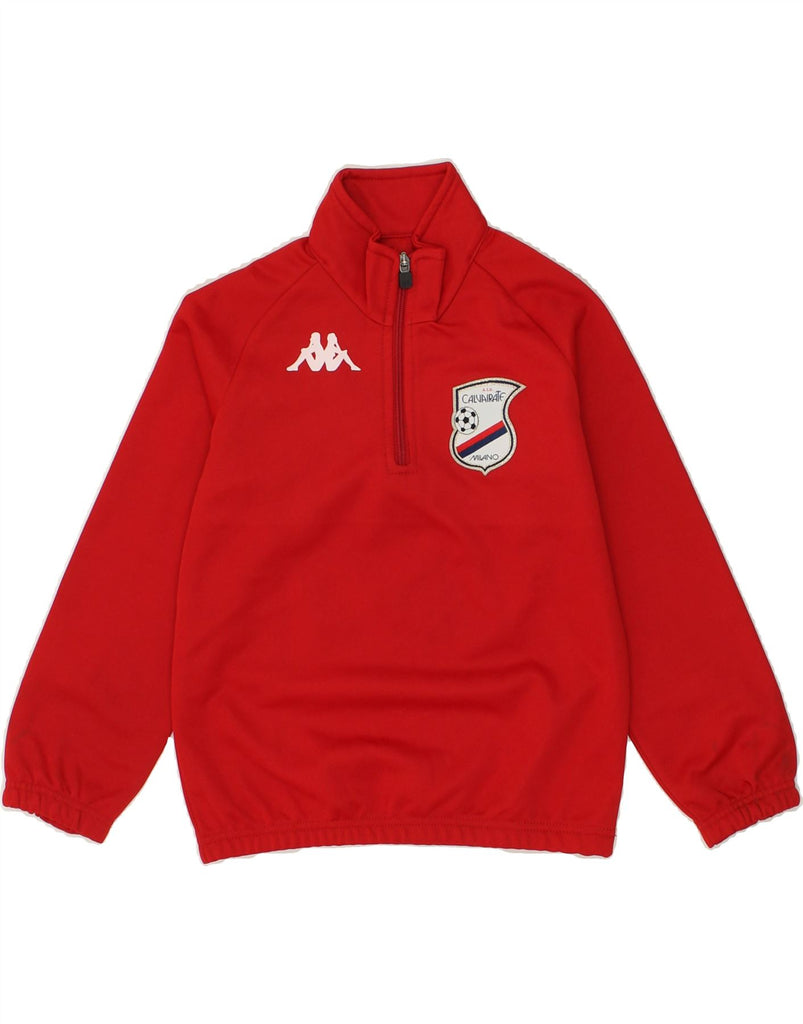 KAPPA Boys Milano Graphic Zip Neck Sweatshirt Jumper 7-8 Years Red | Vintage Kappa | Thrift | Second-Hand Kappa | Used Clothing | Messina Hembry 