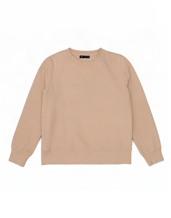 Zara Womens Oversized Sweatshirt Jumper UK 10 Small Beige Cotton