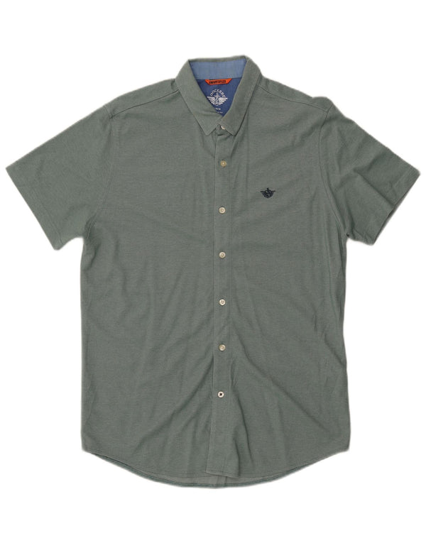 DOCKERS Mens Modern Fit Short Sleeve Shirt Medium Green Cotton