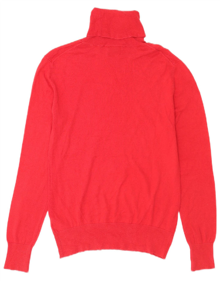Massimo Dutti Womens Roll Neck Jumper Sweater UK 14 Large Red Silk