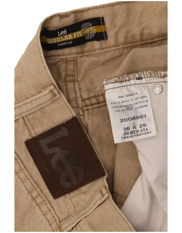 LEE Mens Regular Fit Straight Jeans W36 L29 Beige Cotton