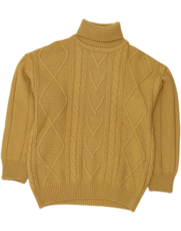 VINTAGE Womens Roll Neck Jumper Sweater IT 48 XL Yellow Wool