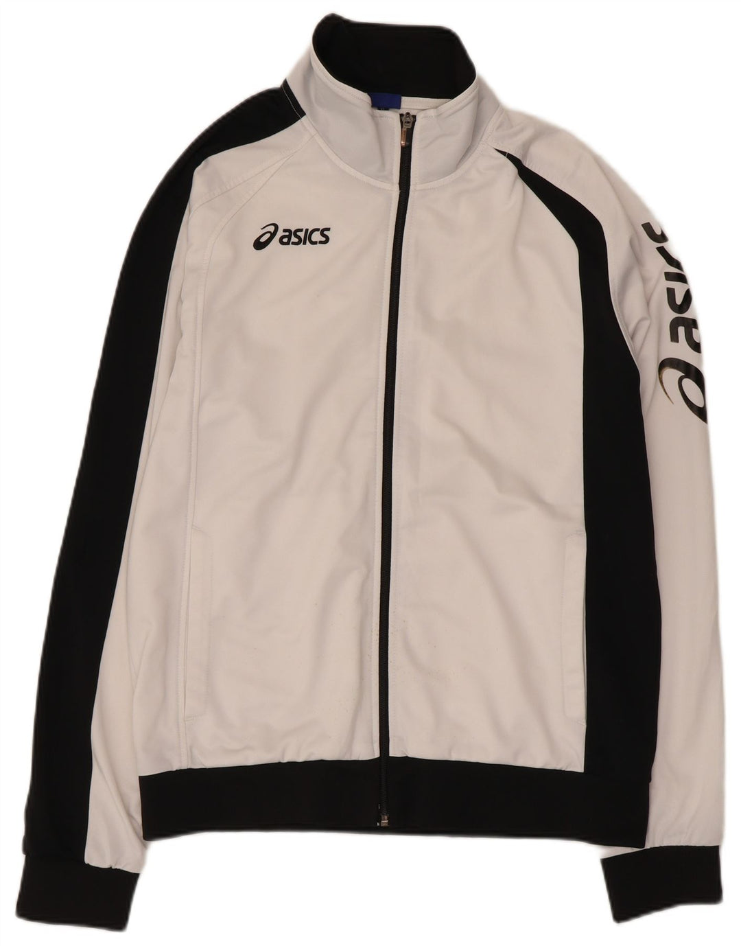 Asics Womens Graphic Tracksuit Top Jacket UK 18 XL White Colourblock