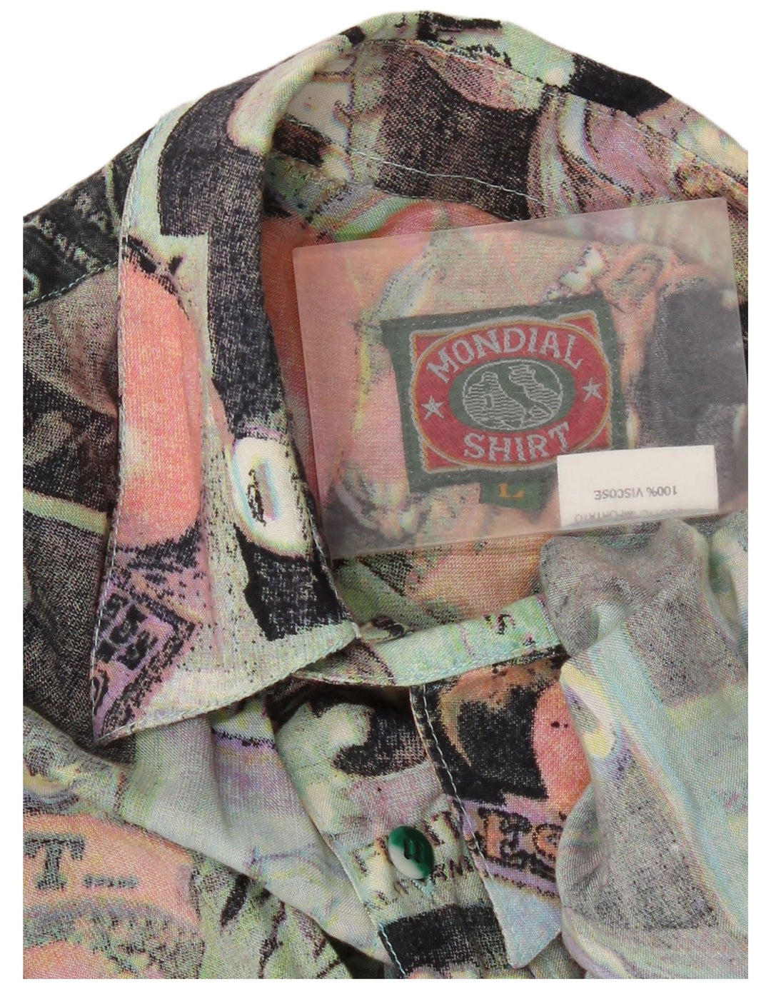 Vintage Mens Abstract Pattern Short Sleeve Shirt Large Multicoloured Retro