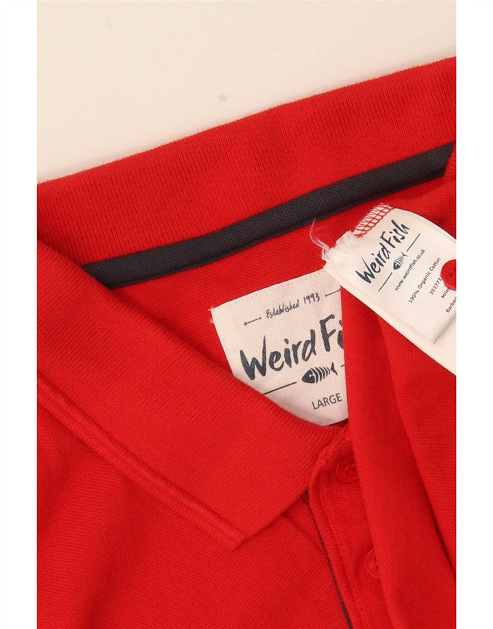 Weird Fish Mens Polo Shirt Large Red Cotton