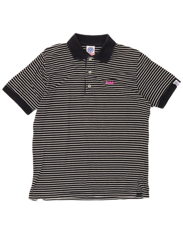 Franklin & Marshall Mens Polo Shirt Medium Navy Blue Striped