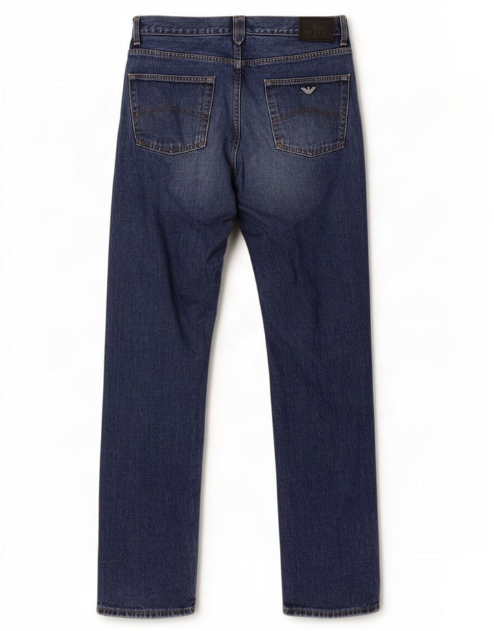 Armani Mens Straight Jeans W38 L34 Navy Blue Cotton