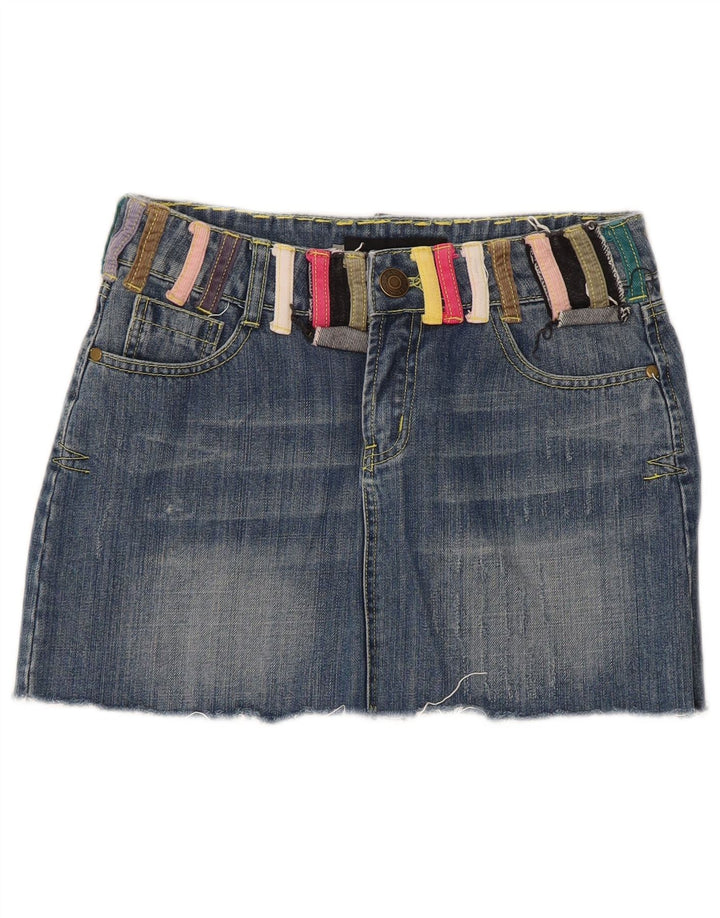 Dsquared2 Womens Mini Denim Skirt IT 42 Medium W30 Blue Colourblock Cotton
