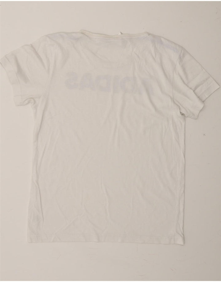 ADIDAS Mens Graphic T-Shirt Top Small White Cotton Vintage Adidas and Second-Hand Adidas from Messina Hembry 