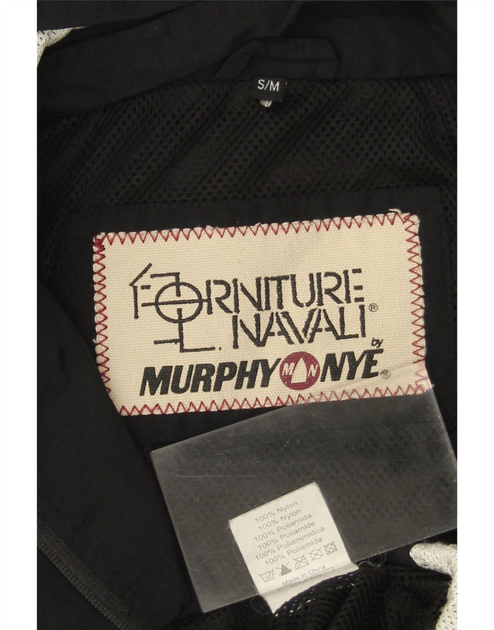 MURPHY & NYE Mens Graphic Hooded Rain Jacket UK 36 Small Black Colourblock