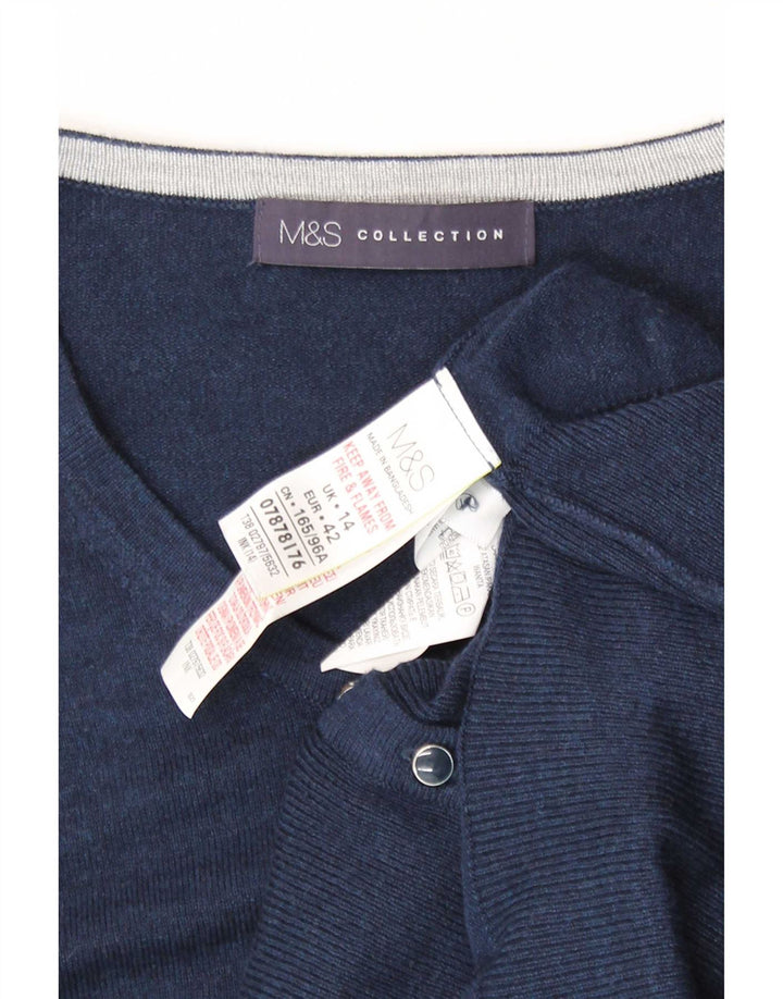 Marks & Spencer Womens Cardigan Sweater UK 14 Large  Navy Blue Viscose