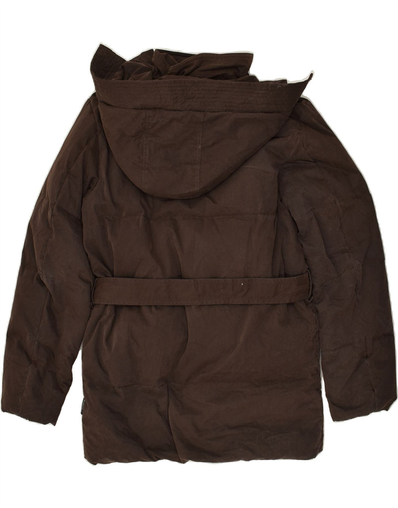 MARINA YACHTING Mens Hooded Padded Coat IT 48 Medium Brown Cotton Vintage Marina Yachting and Second-Hand Marina Yachting from Messina Hembry 