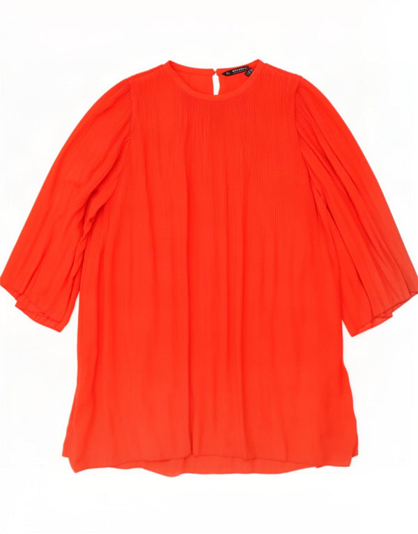 Zara Womens Oversized Long Sleeve Tent Dress UK 16 Large Red Polyester