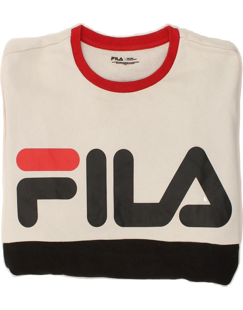 FILA Mens Graphic Top Long Sleeve Large Multicoloured Colourblock Cotton | Vintage Fila | Thrift | Second-Hand Fila | Used Clothing | Messina Hembry 