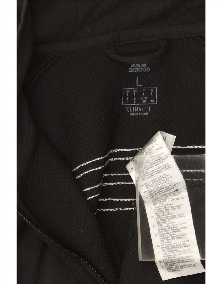 Adidas Mens Climalite Zip Hoodie Sweater Large Black Polyester