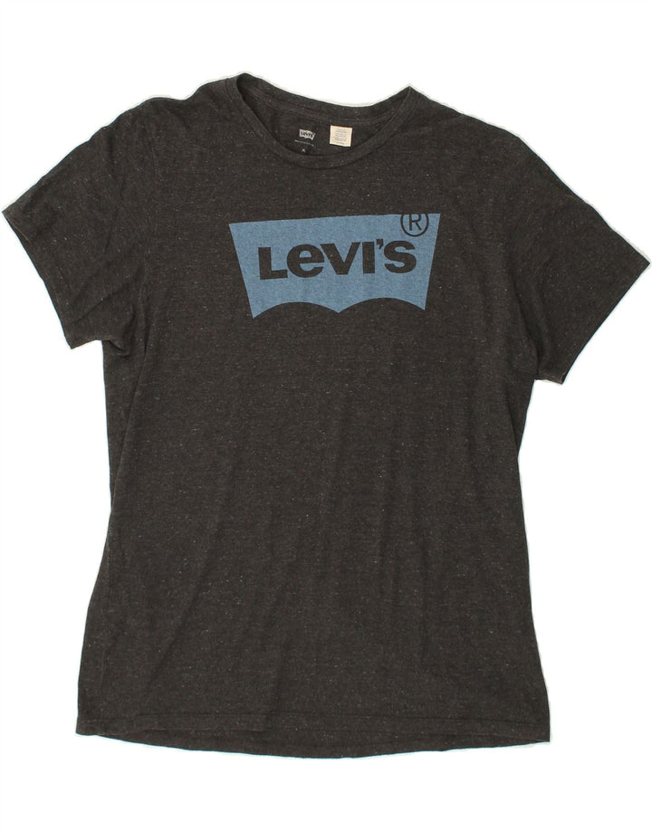 LEVI'S Mens Graphic T-Shirt Top XL Grey Flecked Cotton