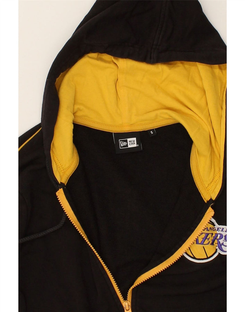 NEW ERA Mens Lakers Zip Hoodie Sweater Small Black Cotton | Vintage New Era | Thrift | Second-Hand New Era | Used Clothing | Messina Hembry 