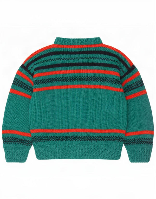 Vintage Boys Crew Neck Jumper Sweater 14-15 Years Green Striped