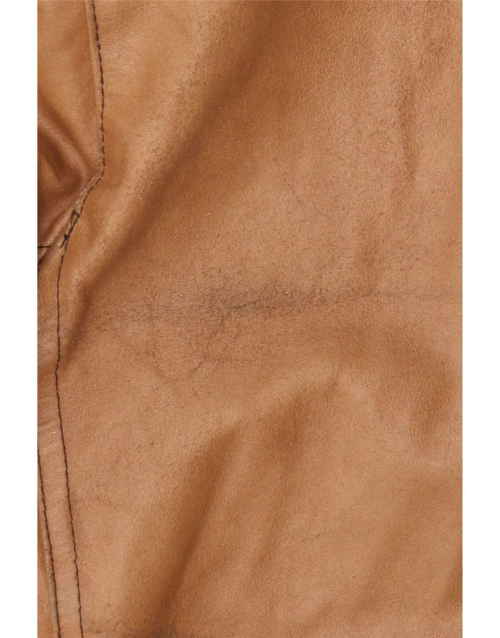 Vintage Womens Leather Jacket UK 18 XL Beige