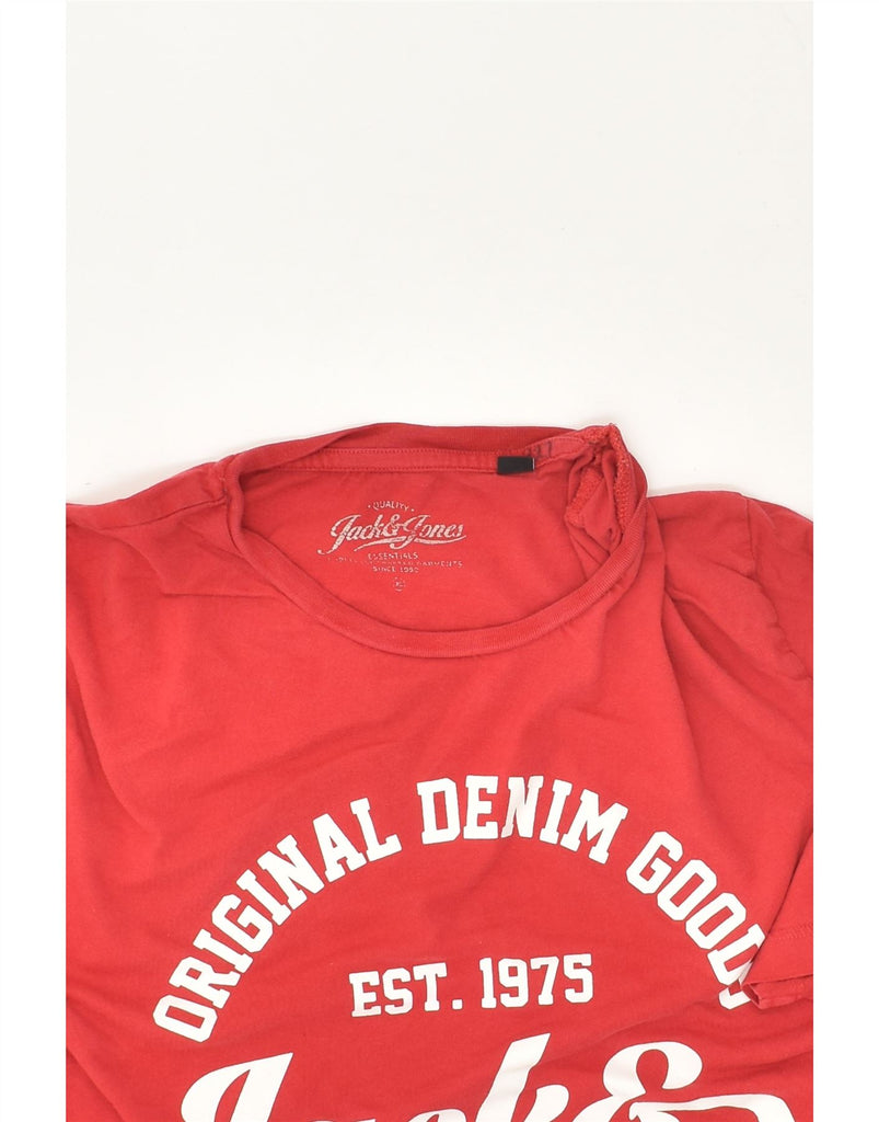 JACK & JONES Mens Slim Graphic T-Shirt Top XL Red Cotton | Vintage Jack & Jones | Thrift | Second-Hand Jack & Jones | Used Clothing | Messina Hembry 