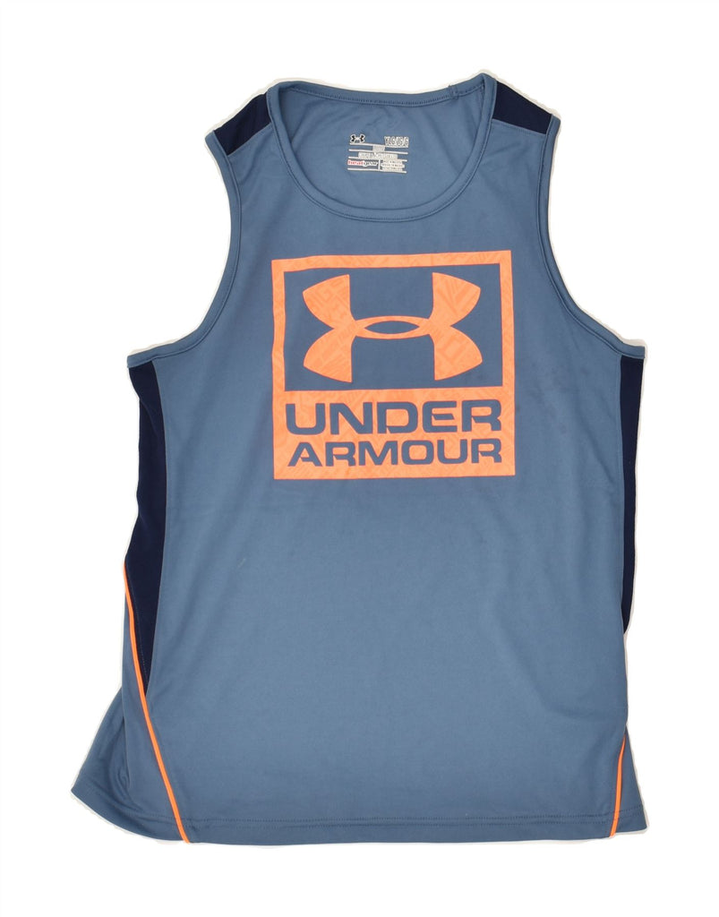 UNDER ARMOUR Boys Heat Gear Graphic Vest Top 11-12 Years Large Blue | Vintage Under Armour | Thrift | Second-Hand Under Armour | Used Clothing | Messina Hembry 