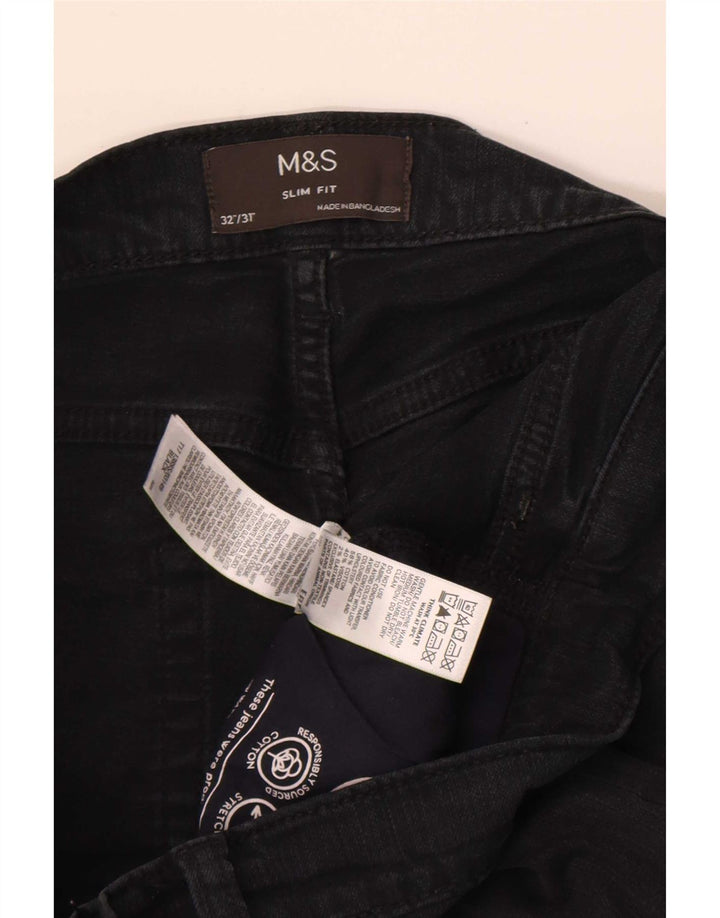 Marks & Spencer Mens Slim Jeans W32 L31 Black Cotton