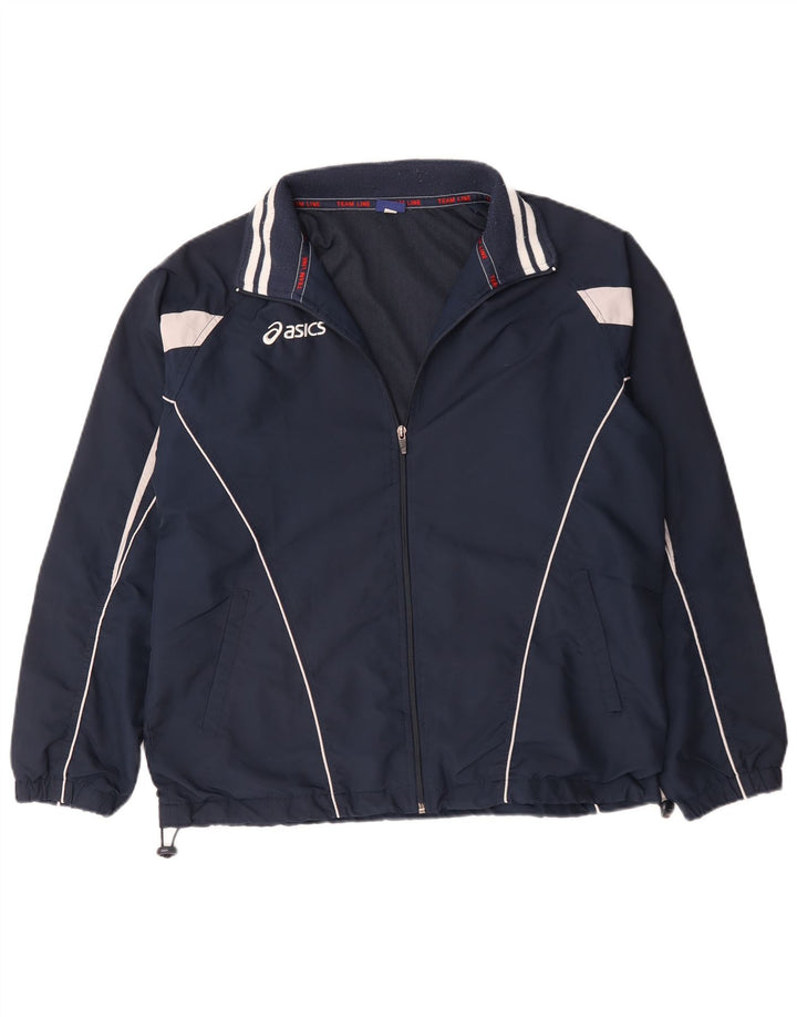 Asics Mens Tracksuit Top Jacket Large Navy Blue Polyester