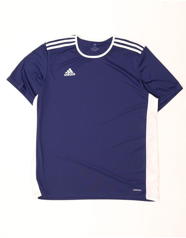 Adidas Mens Aeroready T-Shirt Top 2XL Navy Blue Colourblock Polyester