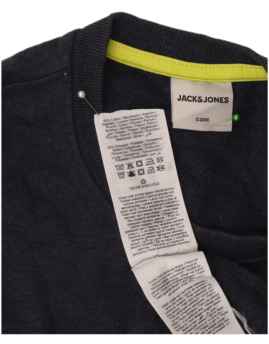 Jack & Jones Mens Graphic Sweatshirt Jumper Small Navy Blue Cotton
