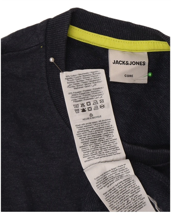 Jack & Jones Mens Graphic Sweatshirt Jumper Small Navy Blue Cotton