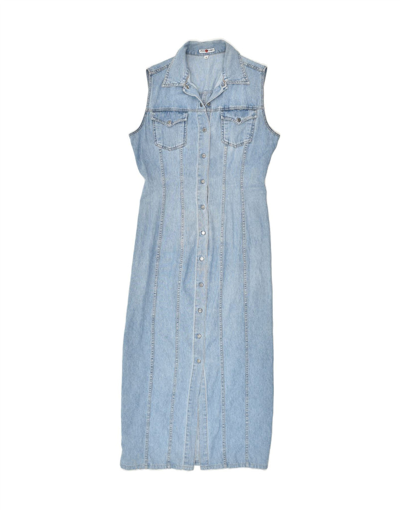 VINTAGE Womens Sleeveless Maxi Denim Dress UK 10 Small Blue Cotton | Vintage Vintage | Thrift | Second-Hand Vintage | Used Clothing | Messina Hembry 