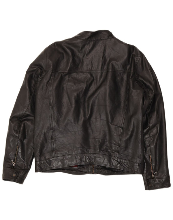 Vintage Mens Leather Jacket IT 54 XL Black