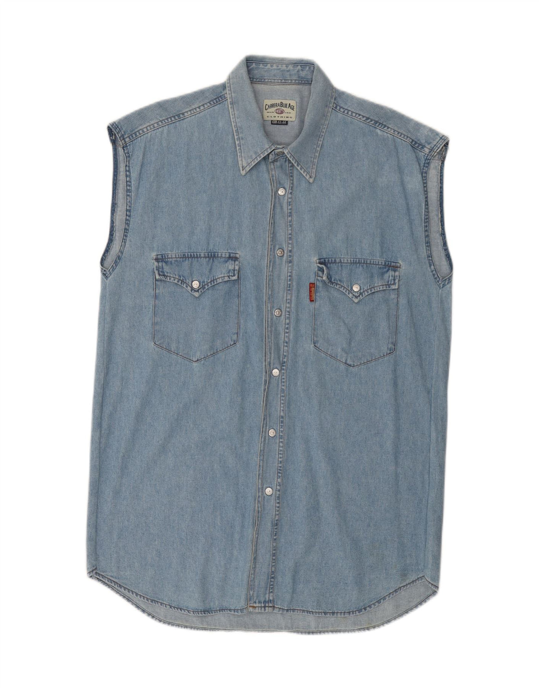 CARRERA Mens Sleeveless Denim Shirt Size 43/44 XL Blue Cotton